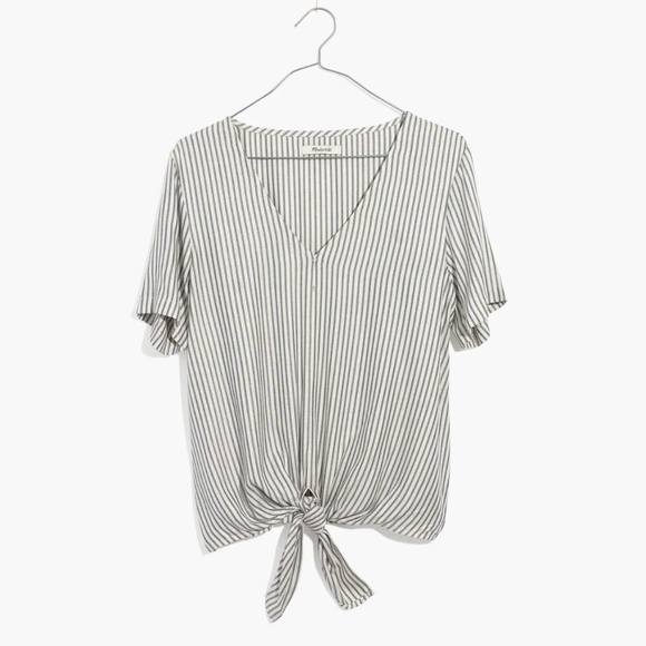 MADEWELL Novel Tie-Front Top in Stripe - Women's Size XXL - Picture 16 of 16